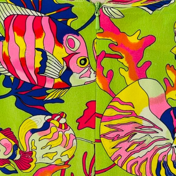 Vintage Ann May  100% Silk Tropical Fish Angelfish Art to Wear Midi Skirt Small - Picture 3 of 6